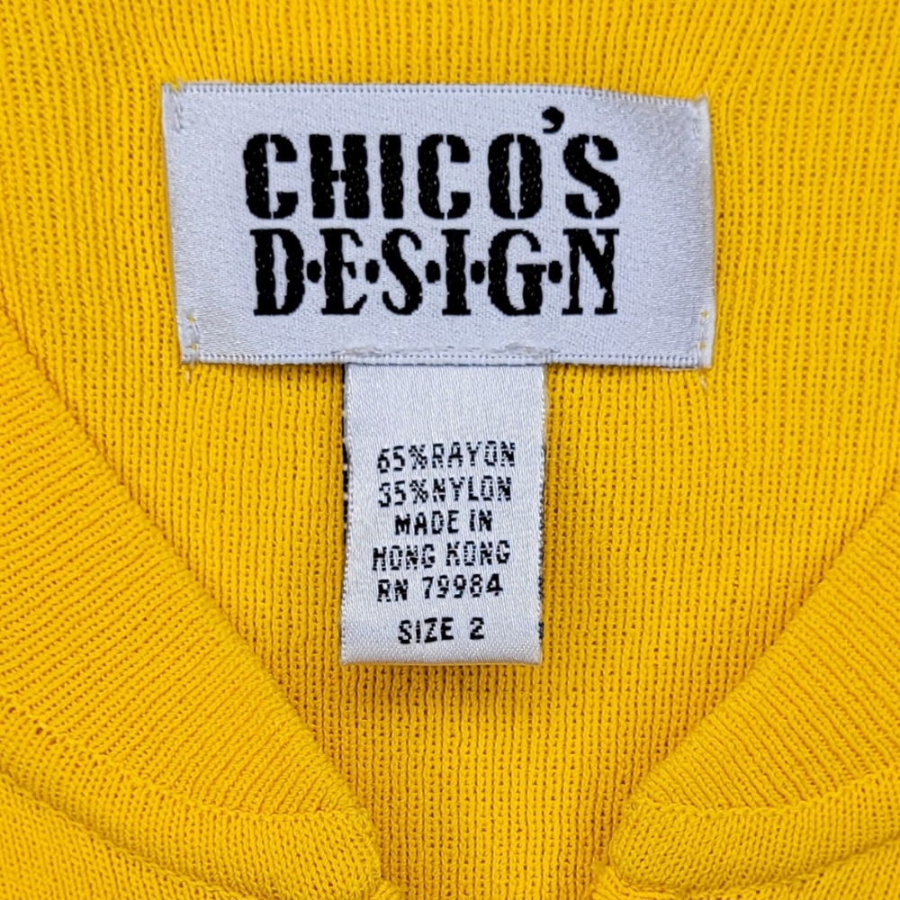 Chico's Design Women’s Cardigan Sweater Size 2 Large Yellow Knit Zip Long Sleeve - Picture 5 of 13